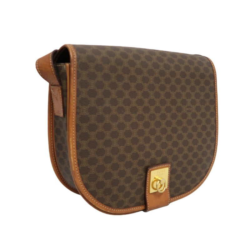 CELINE Macadam Saddle Shoulder Bag  Brown gold hardware