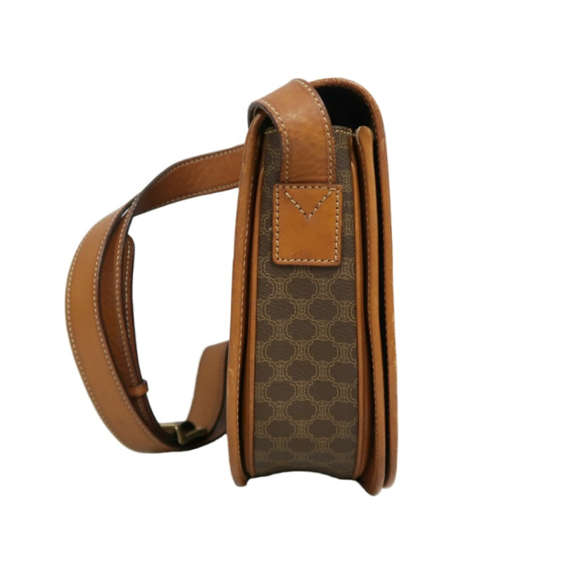 CELINE Macadam Saddle Shoulder Bag  Brown gold hardware