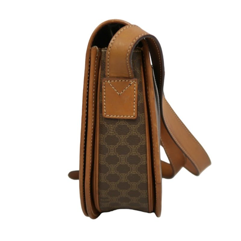 CELINE Macadam Saddle Shoulder Bag  Brown gold hardware