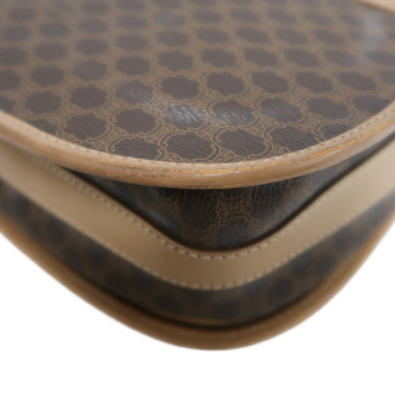 CELINE Macadam Shoulder Bag  Brown Beige gold hardware