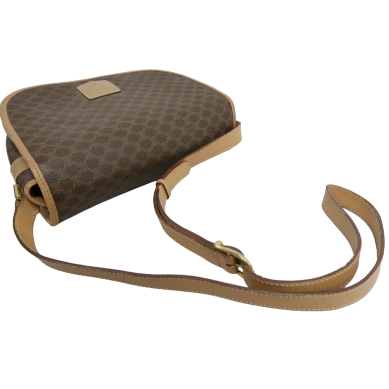 CELINE Macadam Shoulder Bag  Brown Beige gold hardware