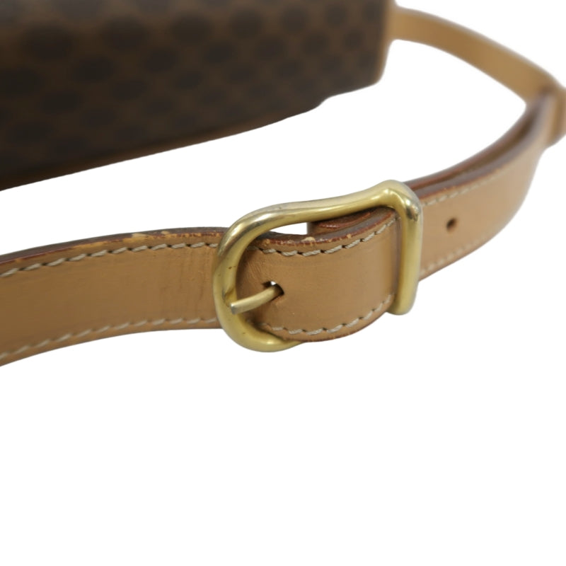 CELINE Macadam Shoulder Bag  Brown Beige gold hardware