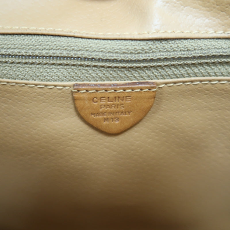 CELINE Macadam Shoulder Bag  Brown Beige gold hardware