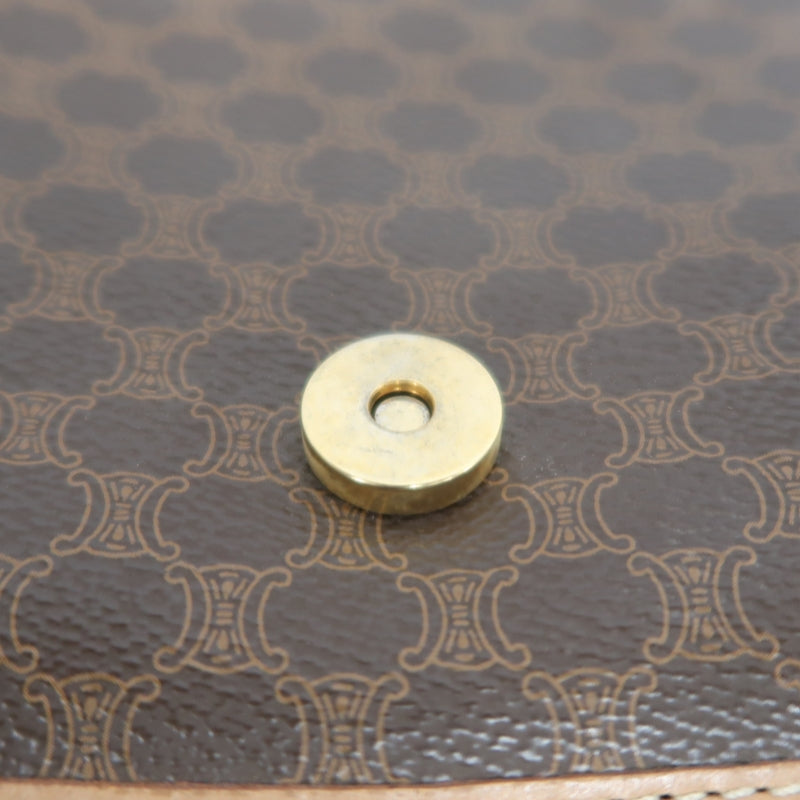 CELINE Macadam Shoulder Bag  Brown Beige gold hardware