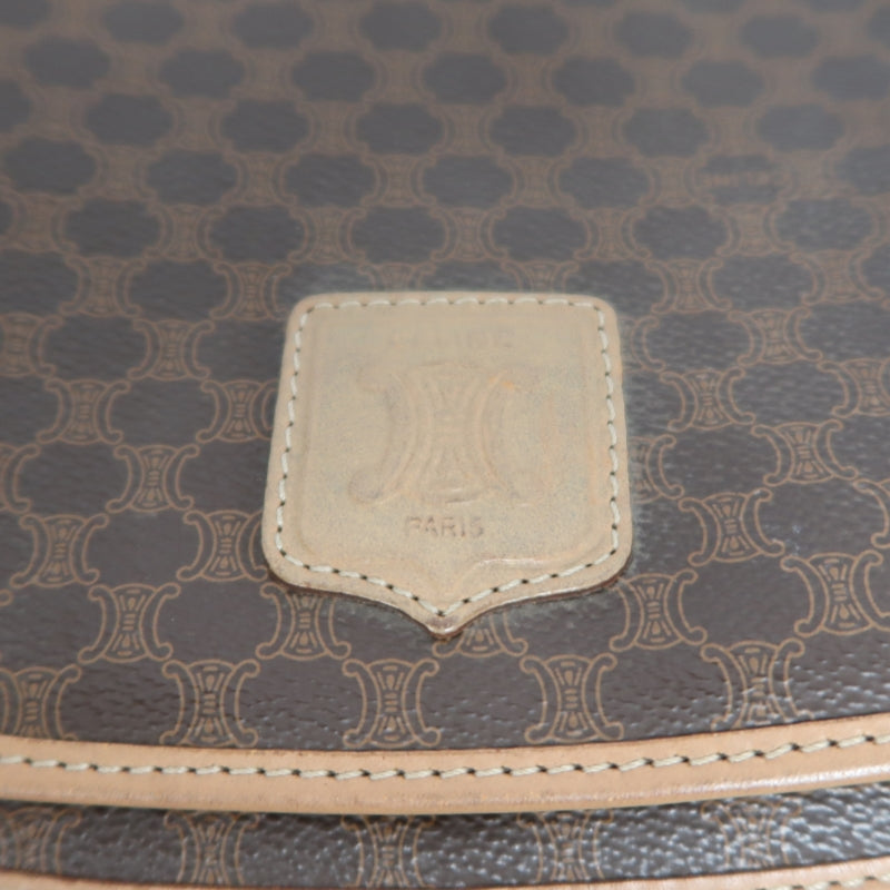 CELINE Macadam Shoulder Bag  Brown Beige gold hardware