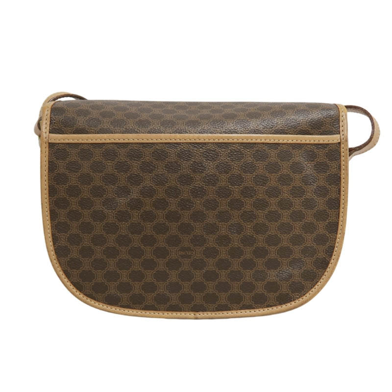 CELINE Macadam Shoulder Bag  Brown Beige gold hardware