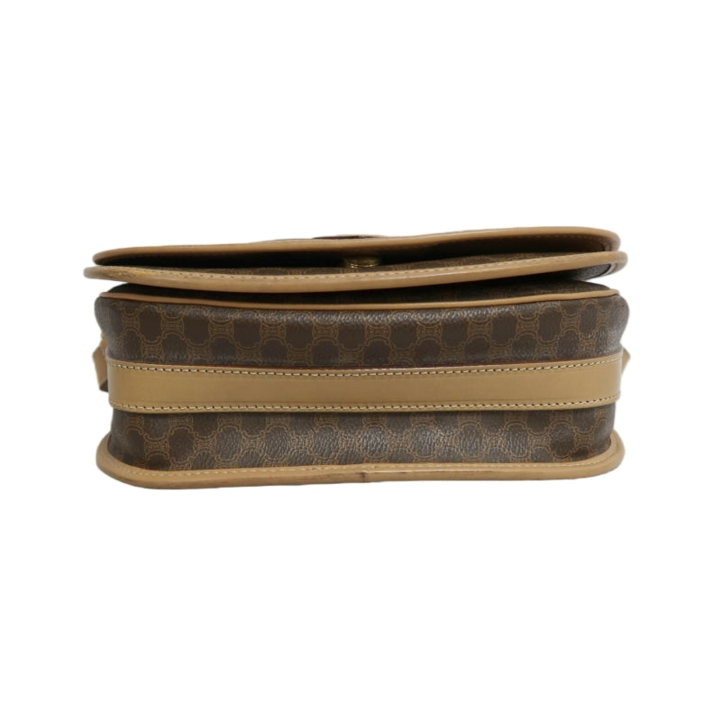 CELINE Macadam Shoulder Bag  Brown Beige gold hardware