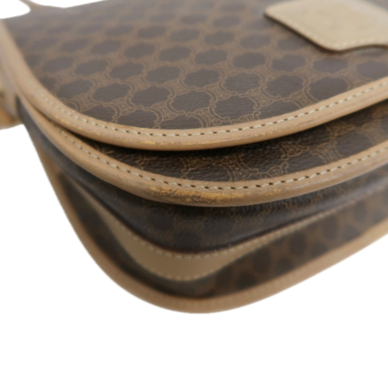 CELINE Macadam Shoulder Bag  Brown Beige gold hardware