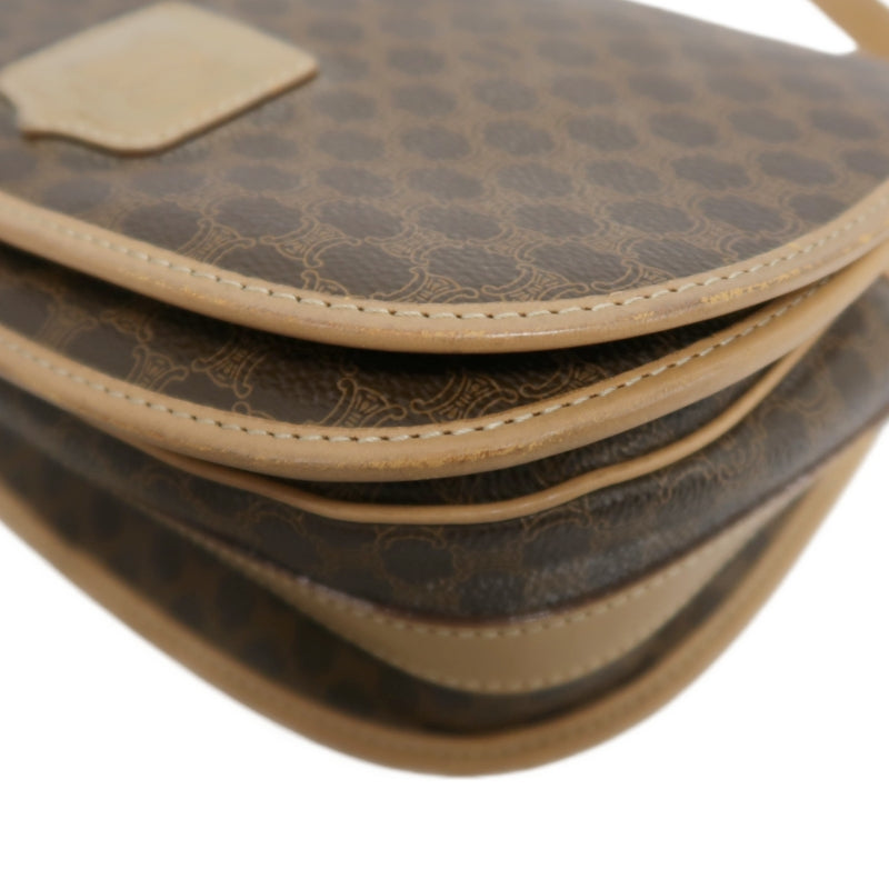 CELINE Macadam Shoulder Bag  Brown Beige gold hardware