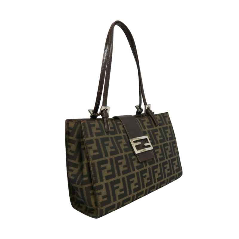 FENDI Zucca Mamma Tote Bag Canvas  Brown  Silver Hardware　