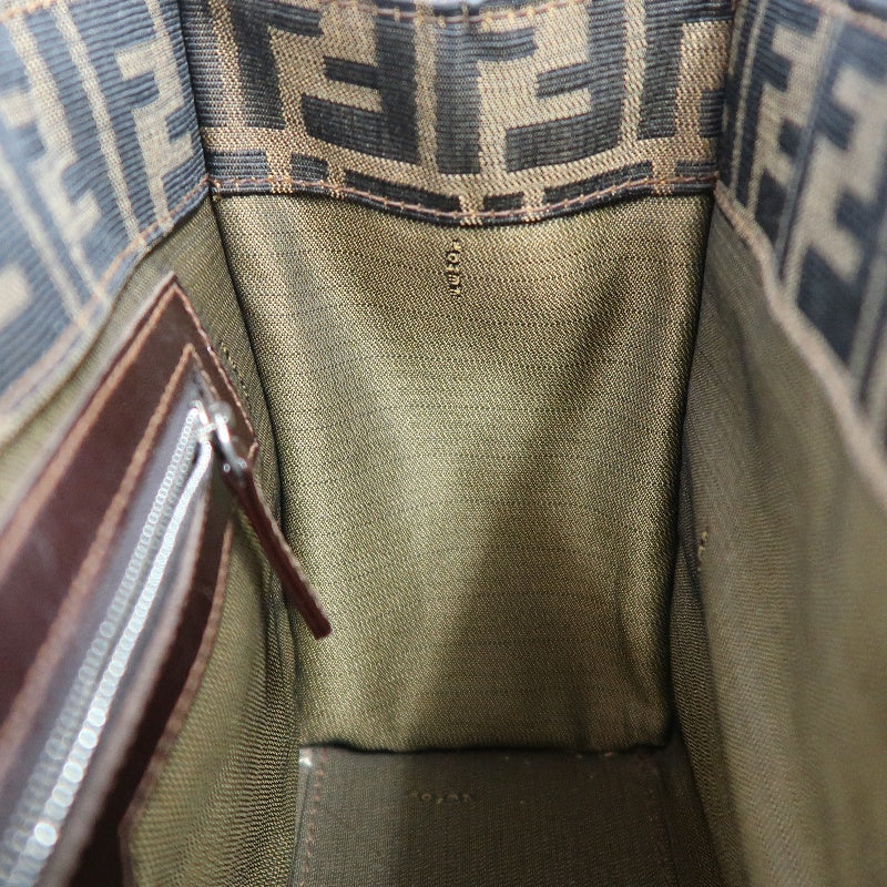 FENDI Zucca Mamma Tote Bag Canvas  Brown  Silver Hardware　