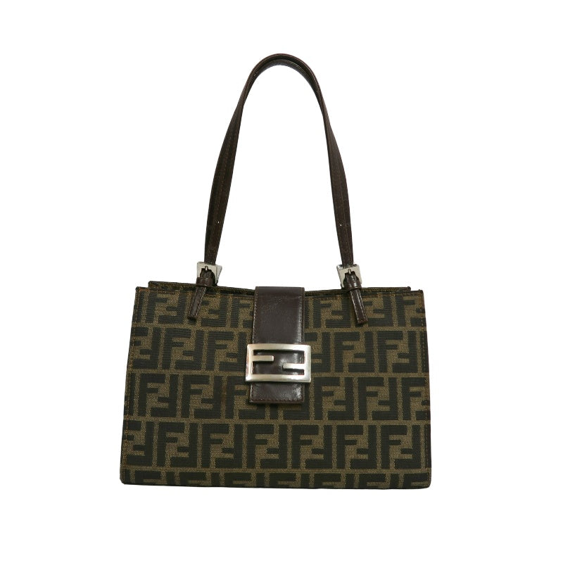 FENDI Zucca Mamma Tote Bag Canvas  Brown  Silver Hardware　
