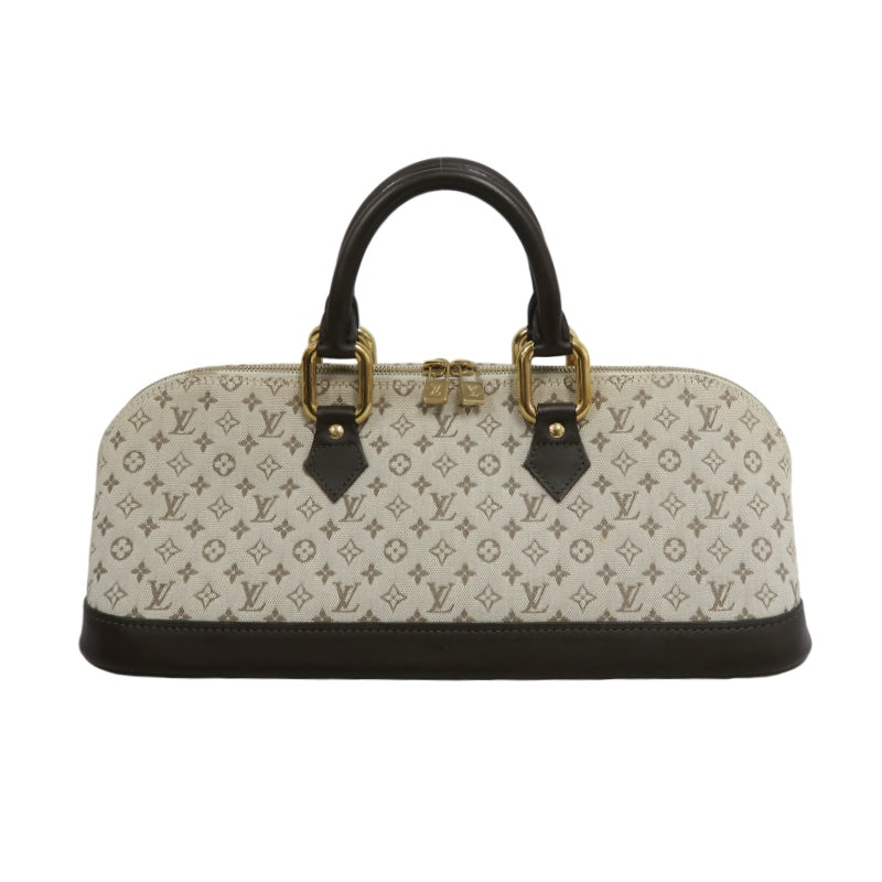 LOUIS VUITTON Monogram Mini Alma Long Handbag Canvas Leather Beige Gold Hardware