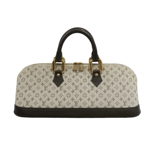 LOUIS VUITTON Monogram Mini Alma Long Handbag Canvas Leather Beige Gold Hardware