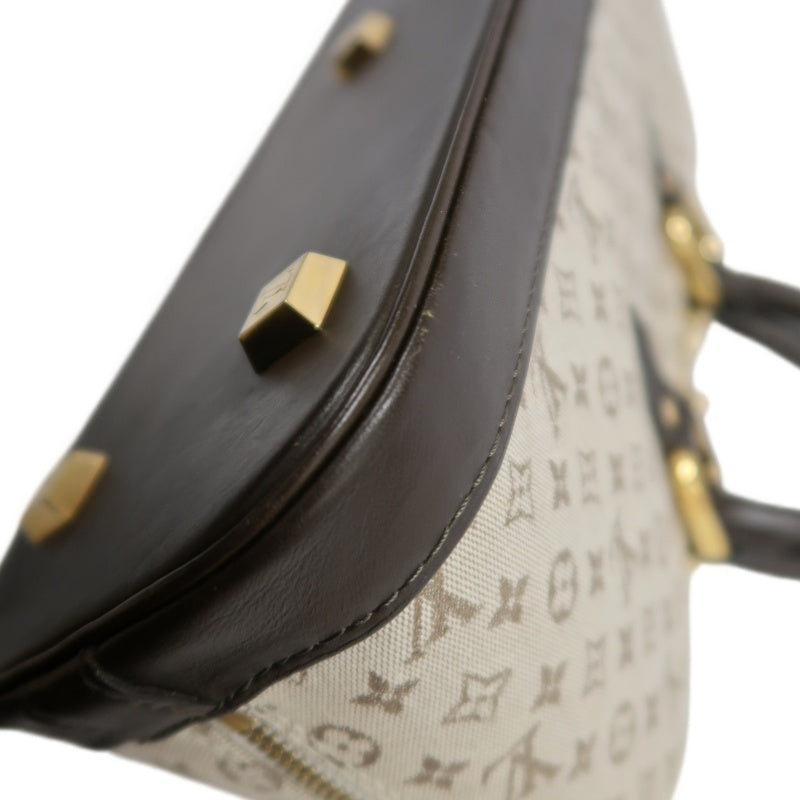 LOUIS VUITTON Monogram Mini Alma Long Handbag Canvas Leather Beige Gold Hardware