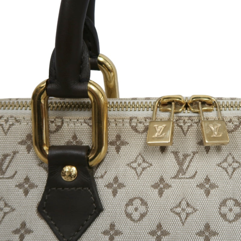 LOUIS VUITTON Monogram Mini Alma Long Handbag Canvas Leather Beige Gold Hardware
