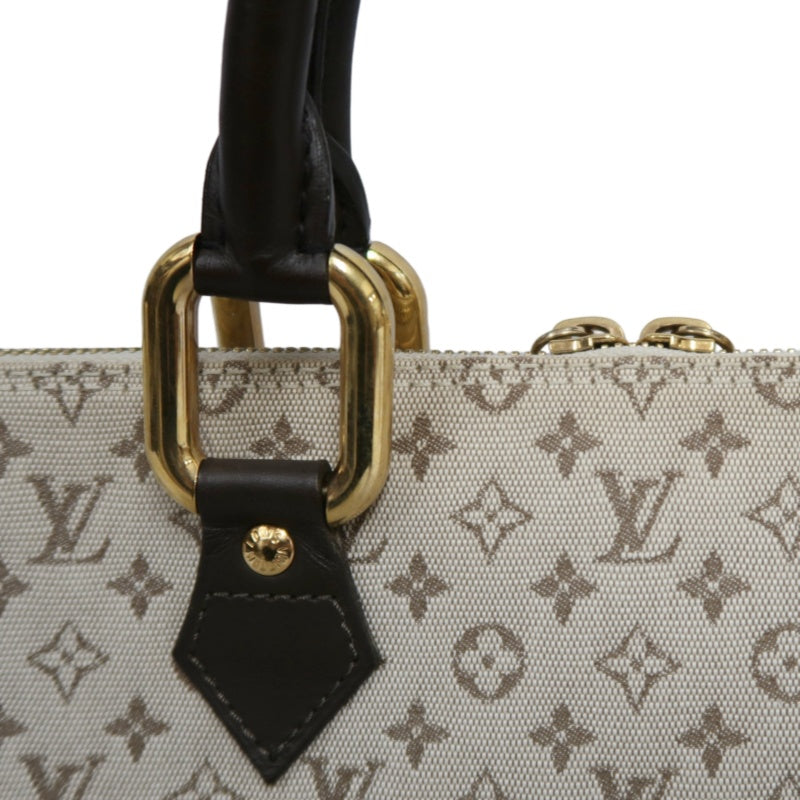 LOUIS VUITTON Monogram Mini Alma Long Handbag Canvas Leather Beige Gold Hardware