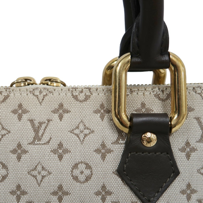 LOUIS VUITTON Monogram Mini Alma Long Handbag Canvas Leather Beige Gold Hardware