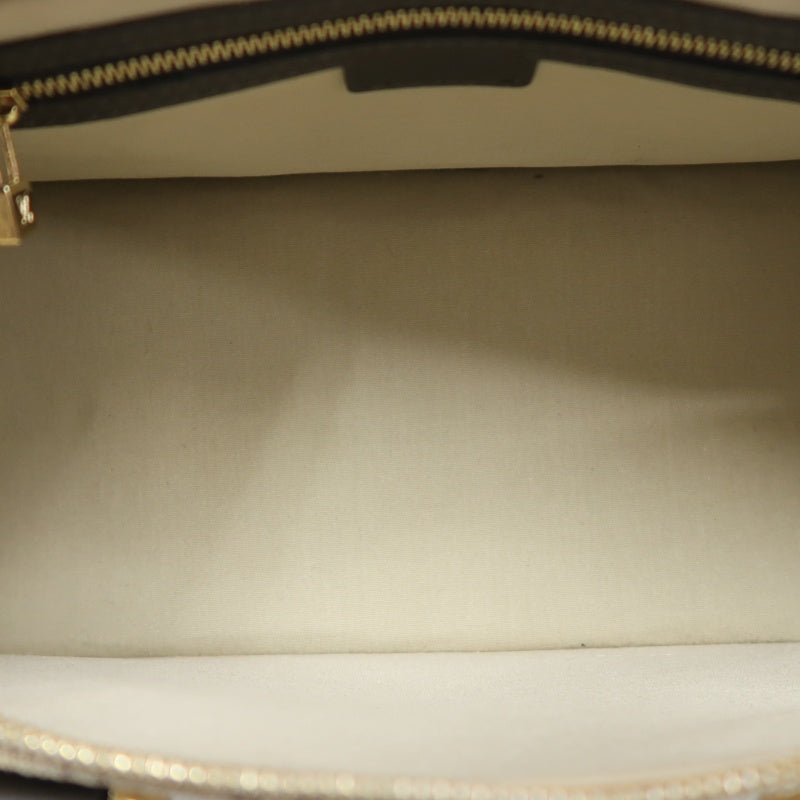 LOUIS VUITTON Monogram Mini Alma Long Handbag Canvas Leather Beige Gold Hardware