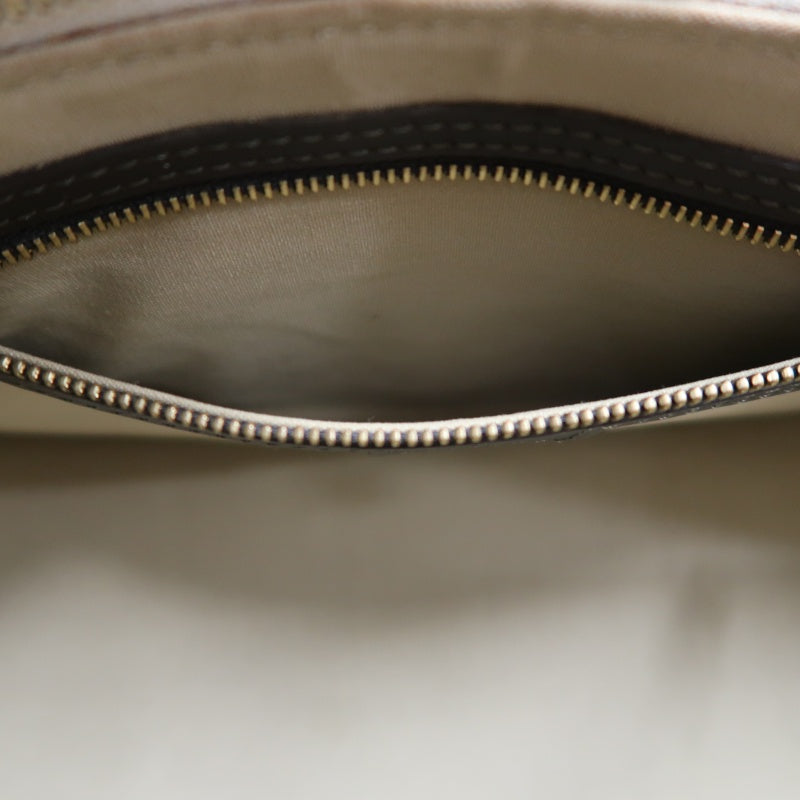 LOUIS VUITTON Monogram Mini Alma Long Handbag Canvas Leather Beige Gold Hardware