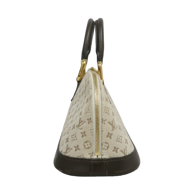 LOUIS VUITTON Monogram Mini Alma Long Handbag Canvas Leather Beige Gold Hardware