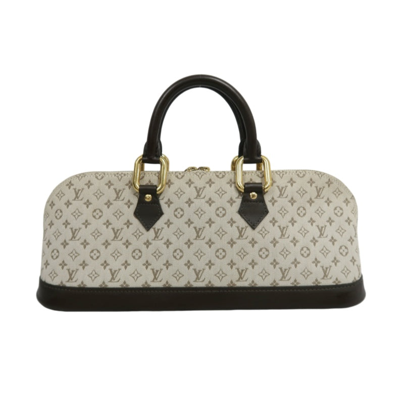 LOUIS VUITTON Monogram Mini Alma Long Handbag Canvas Leather Beige Gold Hardware