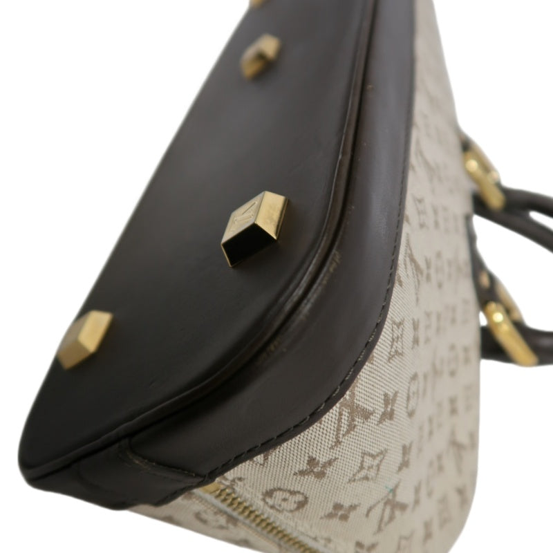 LOUIS VUITTON Monogram Mini Alma Long Handbag Canvas Leather Beige Gold Hardware