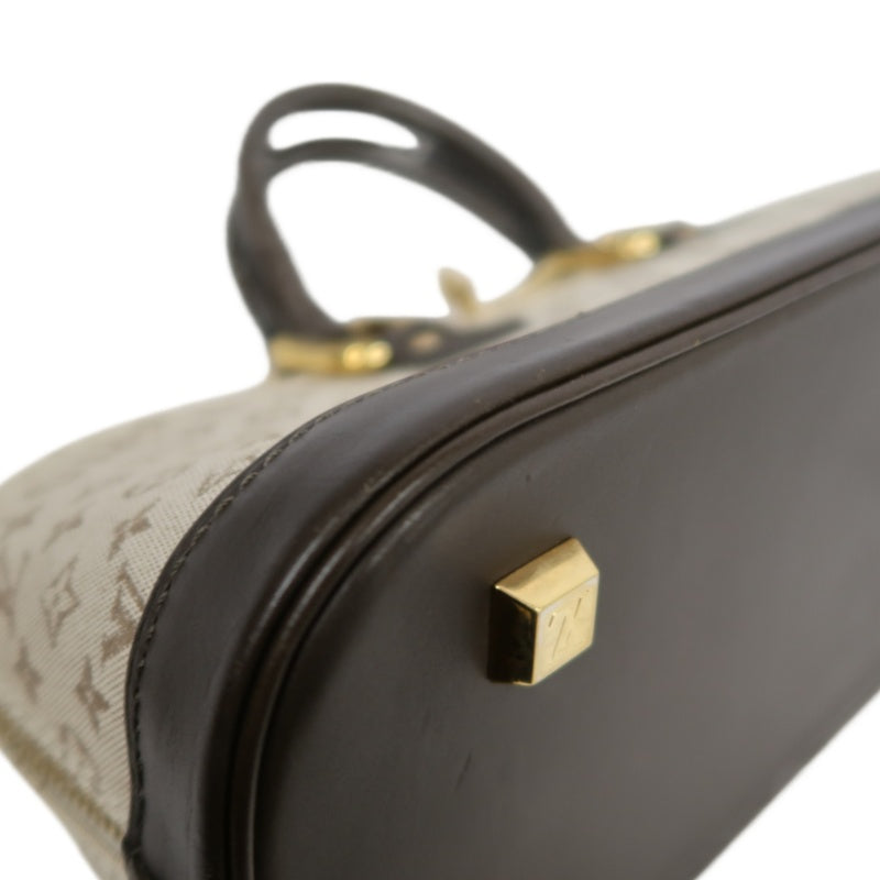 LOUIS VUITTON Monogram Mini Alma Long Handbag Canvas Leather Beige Gold Hardware