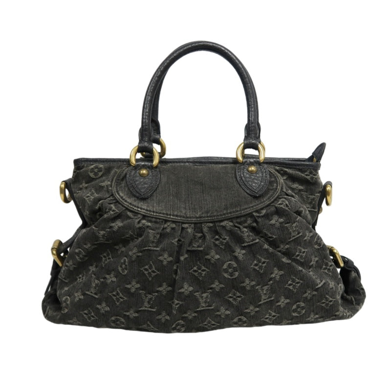 LOUIS VUITTON Monogram Denim Neo Cabby PM Handbag 2way with Shoulder Strap Denim Black Grey Gold Hardware