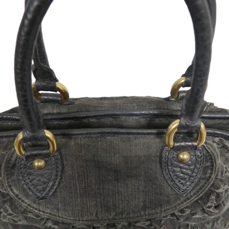 LOUIS VUITTON Monogram Denim Neo Cabby PM Handbag 2way with Shoulder Strap Denim Black Grey Gold Hardware
