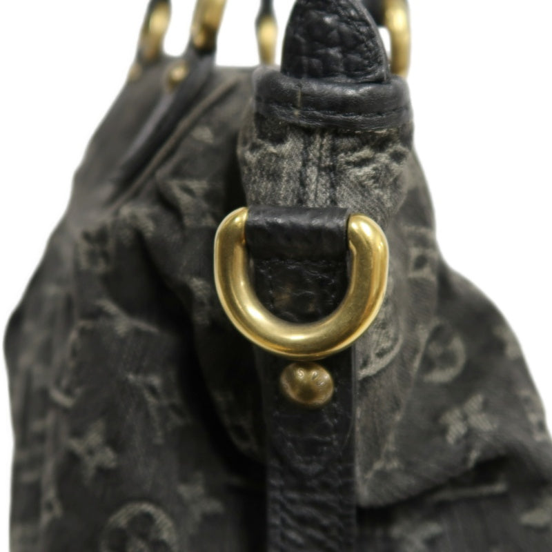 LOUIS VUITTON Monogram Denim Neo Cabby PM Handbag 2way with Shoulder Strap Denim Black Grey Gold Hardware