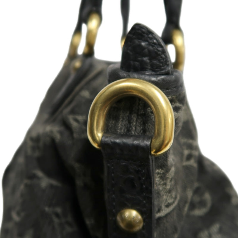 LOUIS VUITTON Monogram Denim Neo Cabby PM Handbag 2way with Shoulder Strap Denim Black Grey Gold Hardware