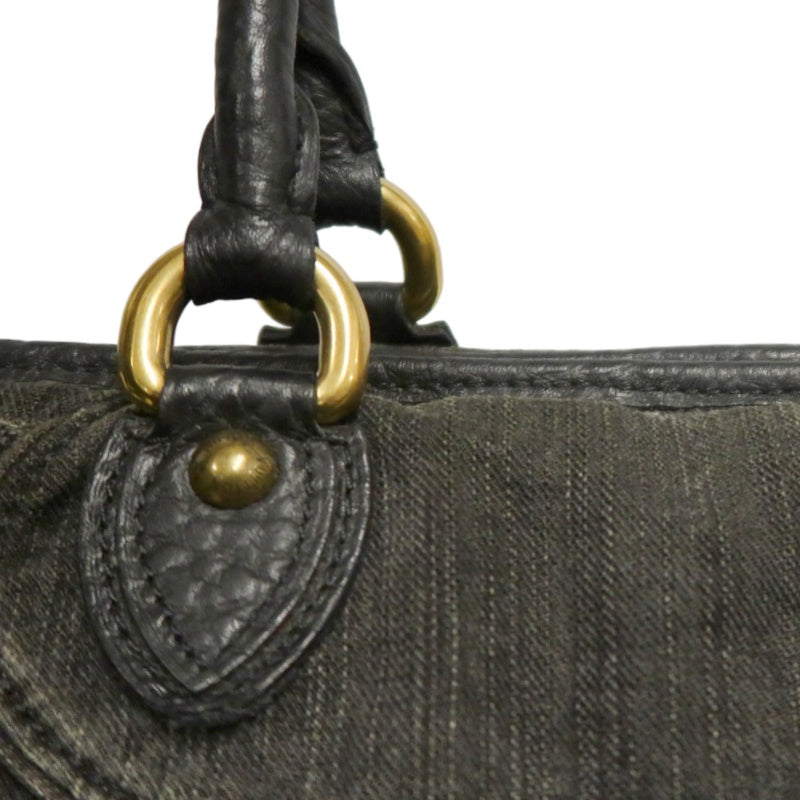LOUIS VUITTON Monogram Denim Neo Cabby PM Handbag 2way with Shoulder Strap Denim Black Grey Gold Hardware
