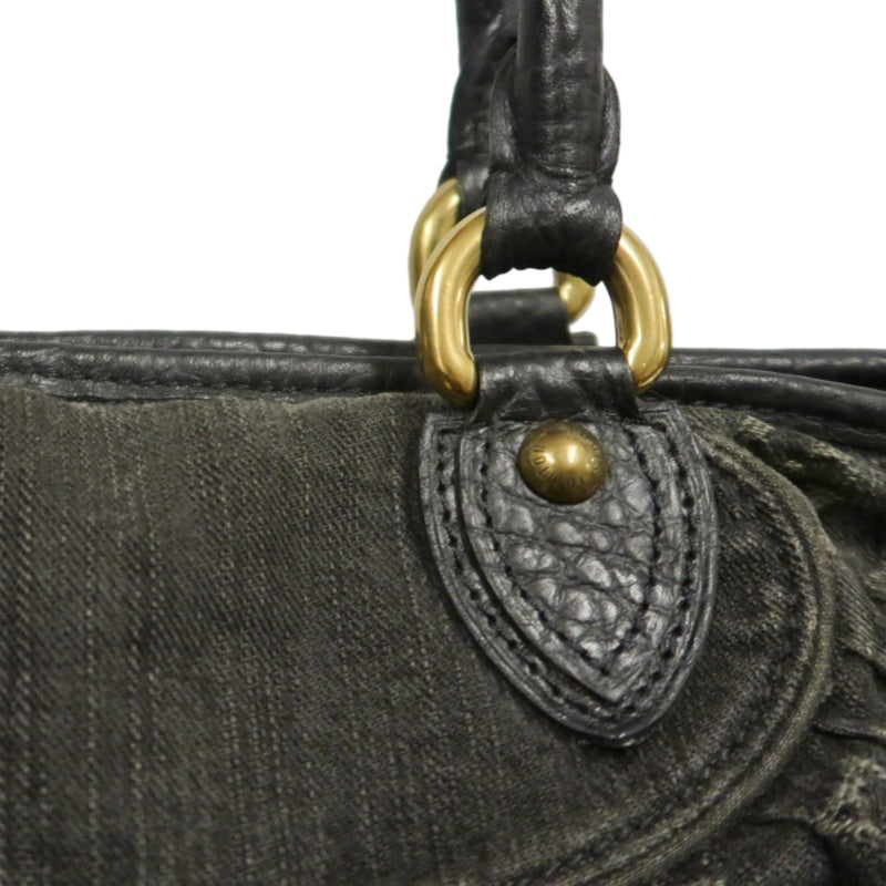 LOUIS VUITTON Monogram Denim Neo Cabby PM Handbag 2way with Shoulder Strap Denim Black Grey Gold Hardware