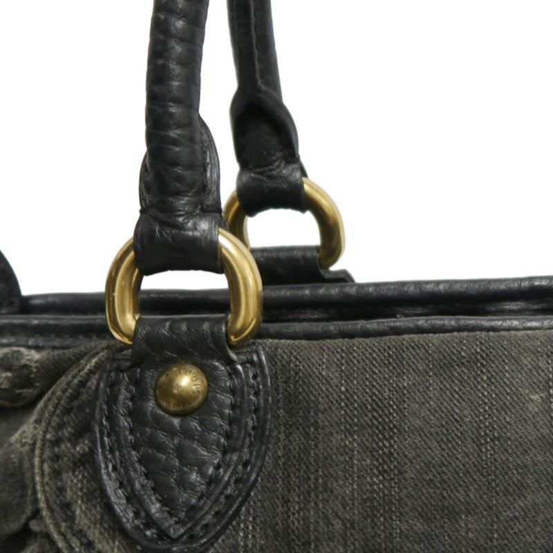 LOUIS VUITTON Monogram Denim Neo Cabby PM Handbag 2way with Shoulder Strap Denim Black Grey Gold Hardware