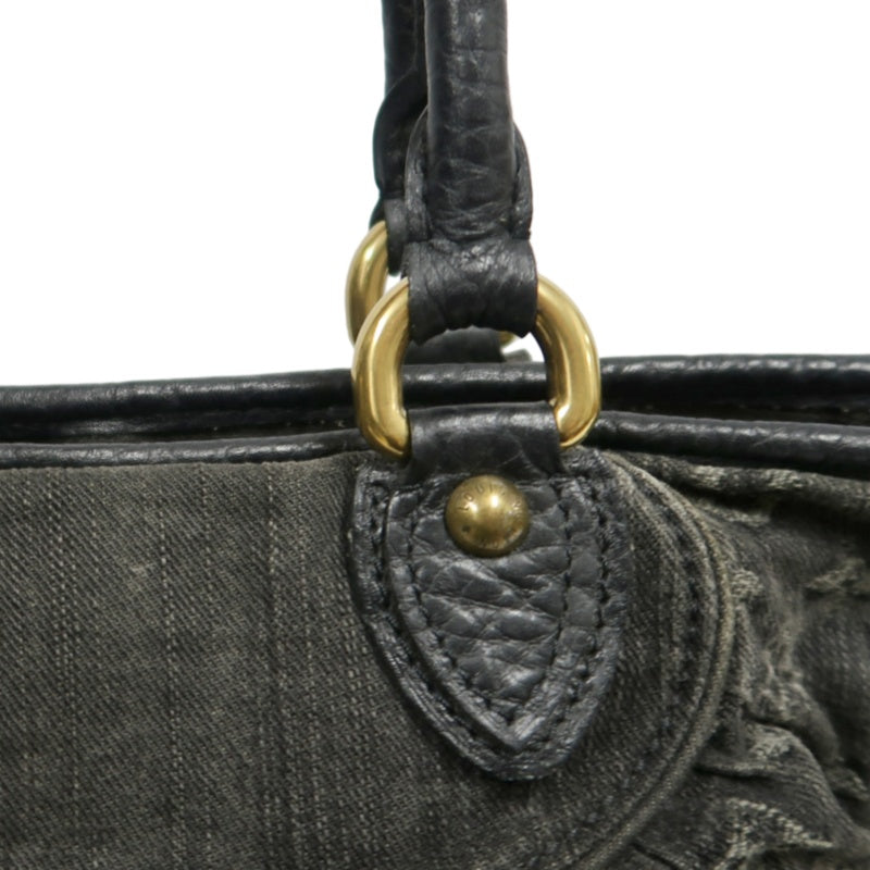 LOUIS VUITTON Monogram Denim Neo Cabby PM Handbag 2way with Shoulder Strap Denim Black Grey Gold Hardware