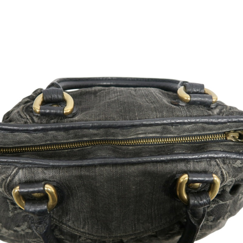 LOUIS VUITTON Monogram Denim Neo Cabby PM Handbag 2way with Shoulder Strap Denim Black Grey Gold Hardware