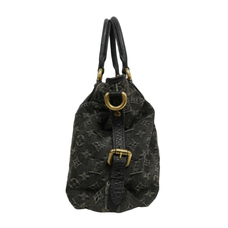 LOUIS VUITTON Monogram Denim Neo Cabby PM Handbag 2way with Shoulder Strap Denim Black Grey Gold Hardware