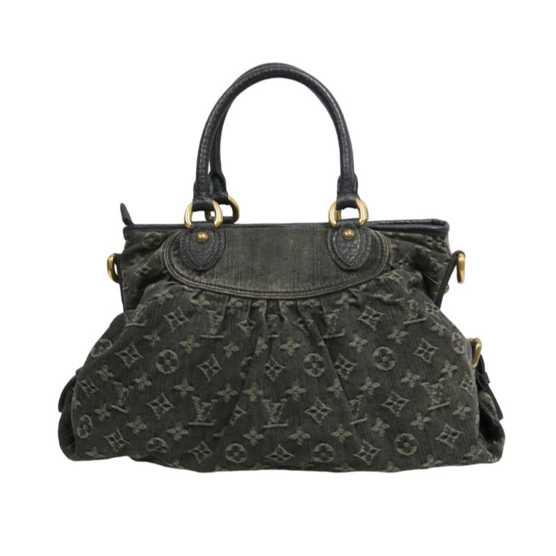 LOUIS VUITTON Monogram Denim Neo Cabby PM Handbag 2way with Shoulder Strap Denim Black Grey Gold Hardware