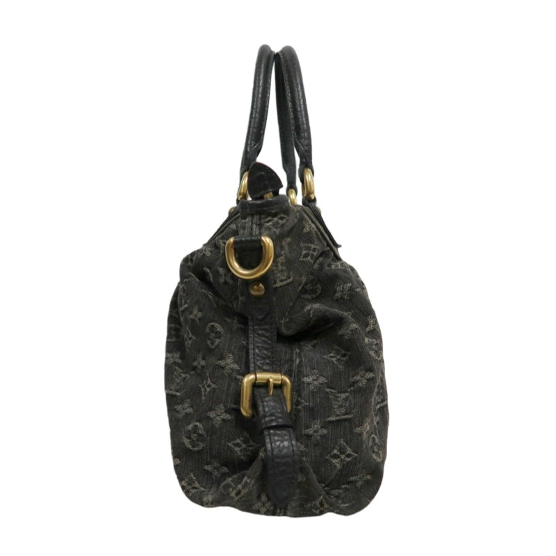 LOUIS VUITTON Monogram Denim Neo Cabby PM Handbag 2way with Shoulder Strap Denim Black Grey Gold Hardware