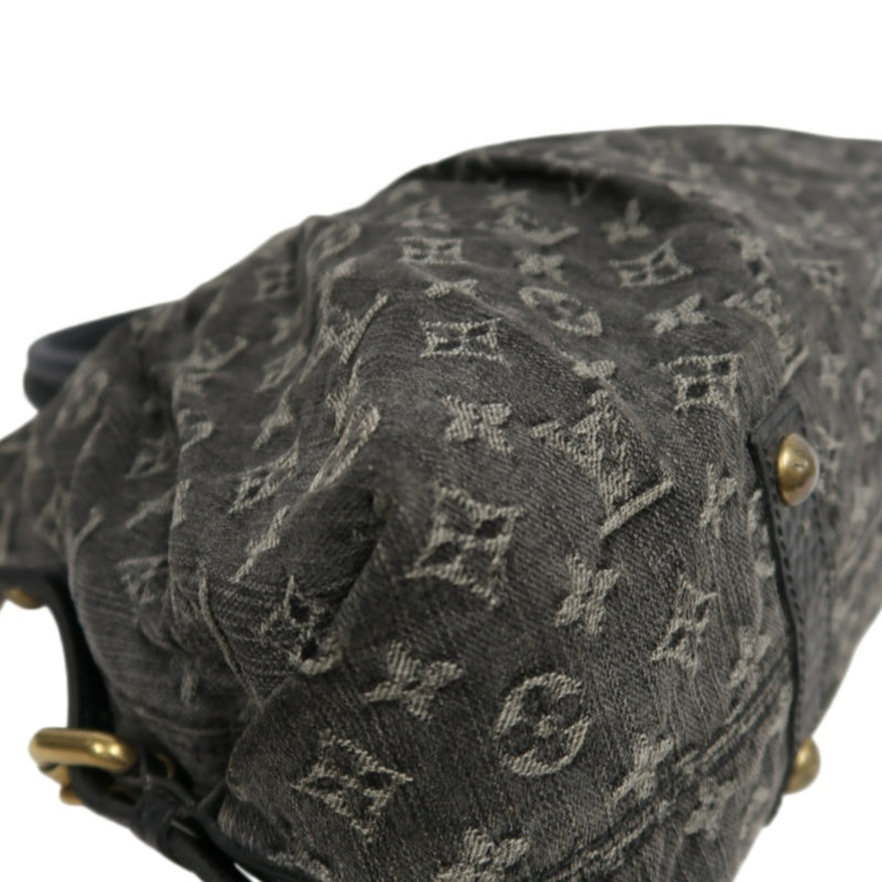 LOUIS VUITTON Monogram Denim Neo Cabby PM Handbag 2way with Shoulder Strap Denim Black Grey Gold Hardware