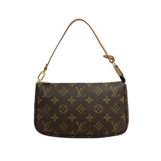 LOUIS VUITTON Monogram Pochette Accessoires Pouch Brown Gold Hardware