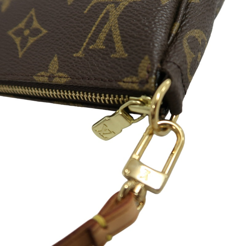 LOUIS VUITTON Monogram Pochette Accessoires Pouch Brown Gold Hardware