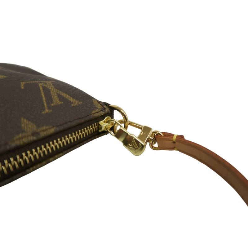 LOUIS VUITTON Monogram Pochette Accessoires Pouch Brown Gold Hardware