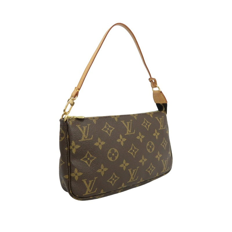 LOUIS VUITTON Monogram Pochette Accessoires Pouch Brown Gold Hardware