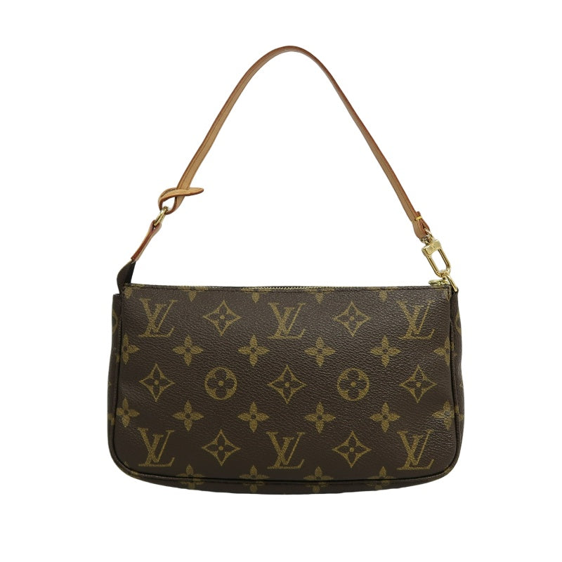LOUIS VUITTON Monogram Pochette Accessoires Pouch Brown Gold Hardware