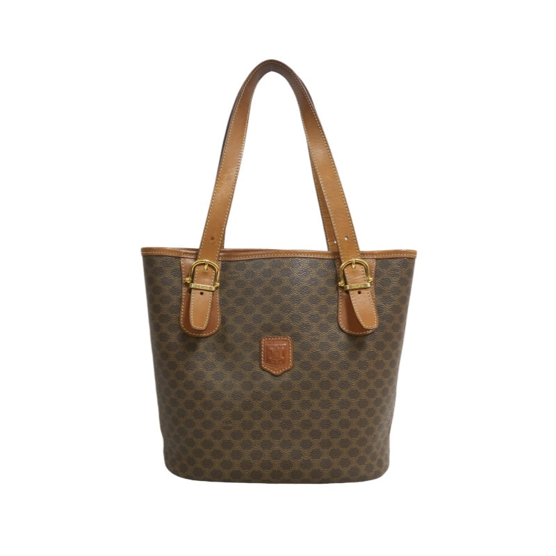CELINE Macadam Tote Bag Brown Gold Hardware