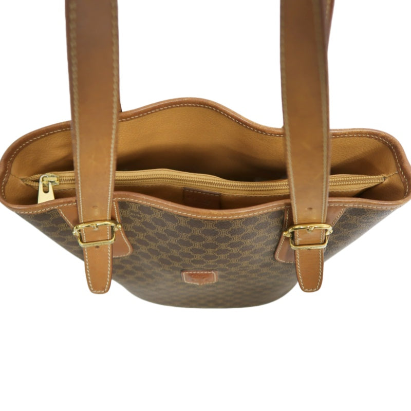 CELINE Macadam Tote Bag Brown Gold Hardware