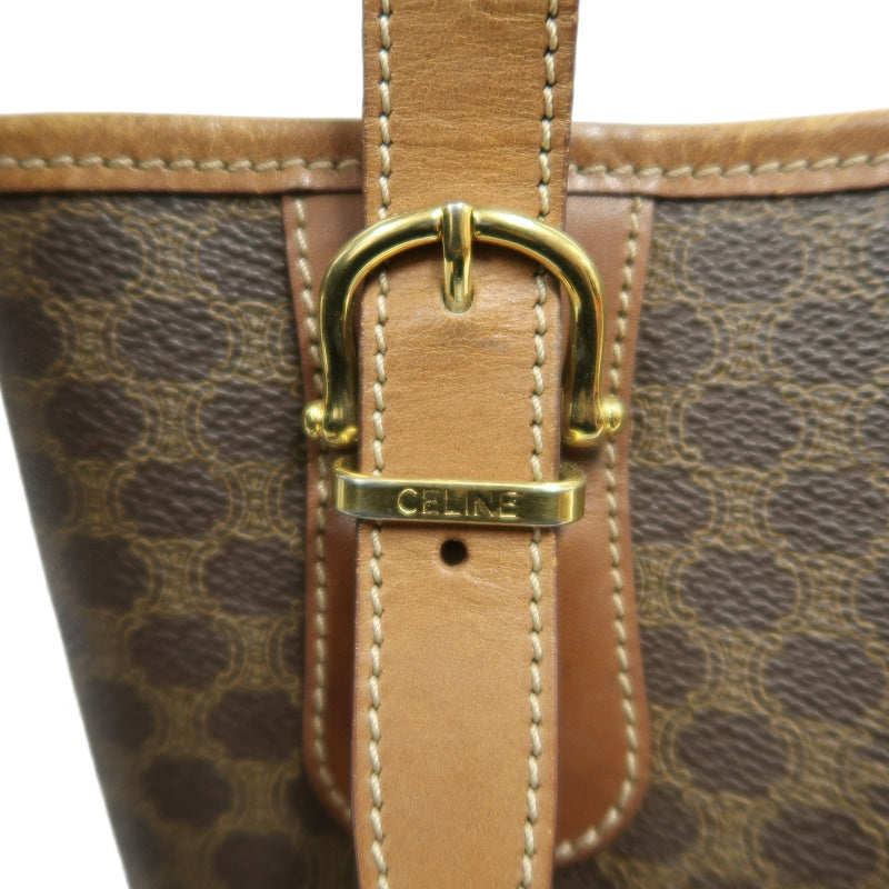 CELINE Macadam Tote Bag Brown Gold Hardware