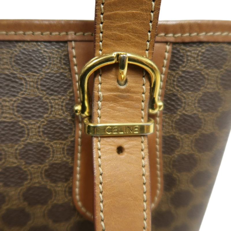 CELINE Macadam Tote Bag Brown Gold Hardware